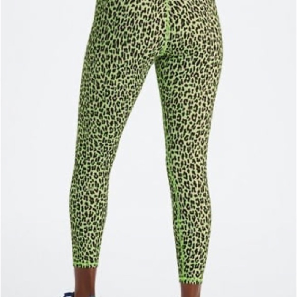 Fabletics Neon Green Leopard Sports Bra and Leggings